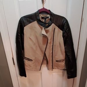 Super cute vegan leather brushed cotton jacket